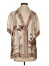 Lace 100% Viscose Tan Short Sleeve Blouse Size S - photo 1