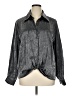 Gianni Metallic Silver Long Sleeve Blouse Size 16 - photo 1