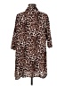 Ekouaer Animal Print Brown 3/4 Sleeve Button-Down Shirt Size M - photo 2