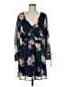 Xhilaration 100% Polyester Floral Blue Casual Dress Size M - photo 1