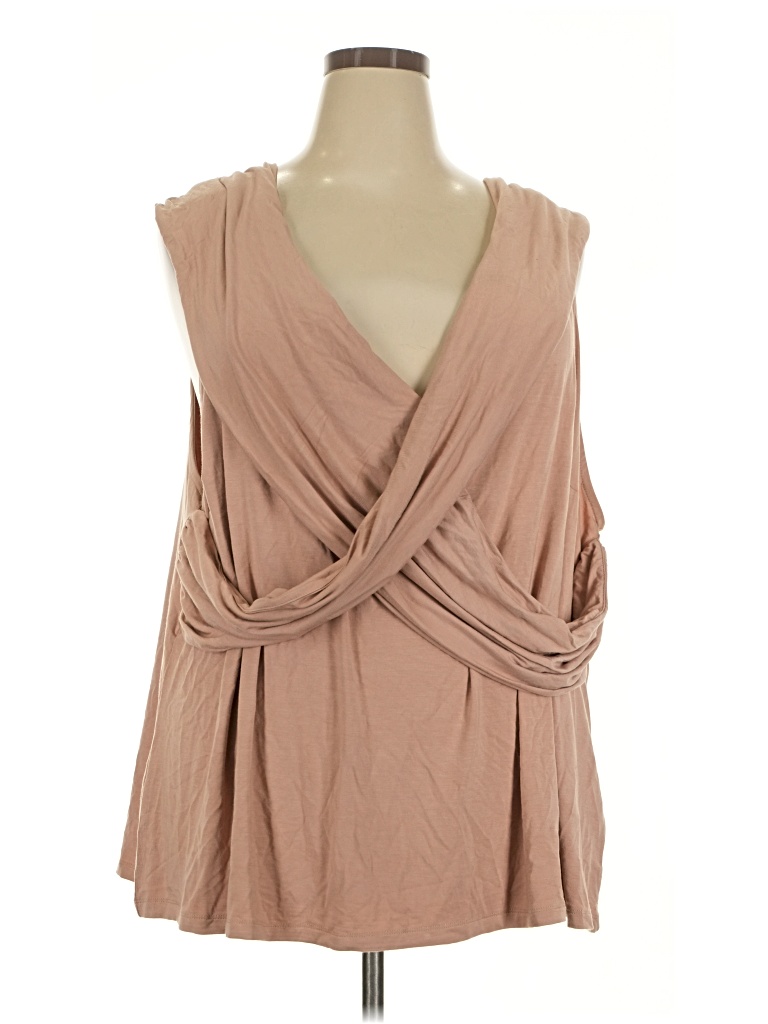 Pre-owned Eloquii Sleeveless Blouse In Tan