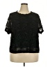 City Chic Solid Floral Black Short Sleeve Top Size 22 Plus (XL) - photo 1