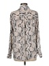 Express 100% Polyester Animal Print Silver Long Sleeve Blouse Size M - photo 2