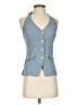 Monteau Blue Sleeveless Button-Down Shirt Size S - photo 1