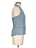 Monteau Blue Sleeveless Button-Down Shirt Size S - photo 4