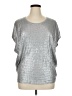 MICHAEL Michael Kors 100% Rayon Metallic Silver Short Sleeve Top Size XL (estimated) - photo 1
