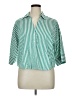 Modern Works Stripes Green 3/4 Sleeve Blouse Size XL (estimated) - photo 1