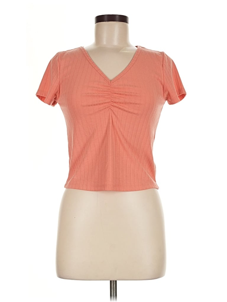 Pre-owned Hippie Rose Short Sleeve Top Orange Sweetheart Neckline Tops