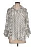 Ann Taylor LOFT 100% Polyester Stripes Silver 3/4 Sleeve Blouse Size L - photo 1