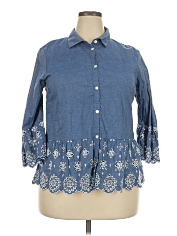 Assorted Brands 3/4 Sleeve Button-Down Shirt (view 1)