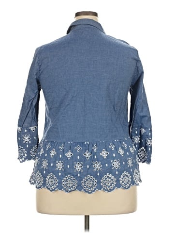 Assorted Brands 3/4 Sleeve Button-Down Shirt (view 2)
