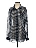 TWO by Vince Camuto 100% Polyester Houndstooth Silver Long Sleeve Blouse Size 0 - photo 1