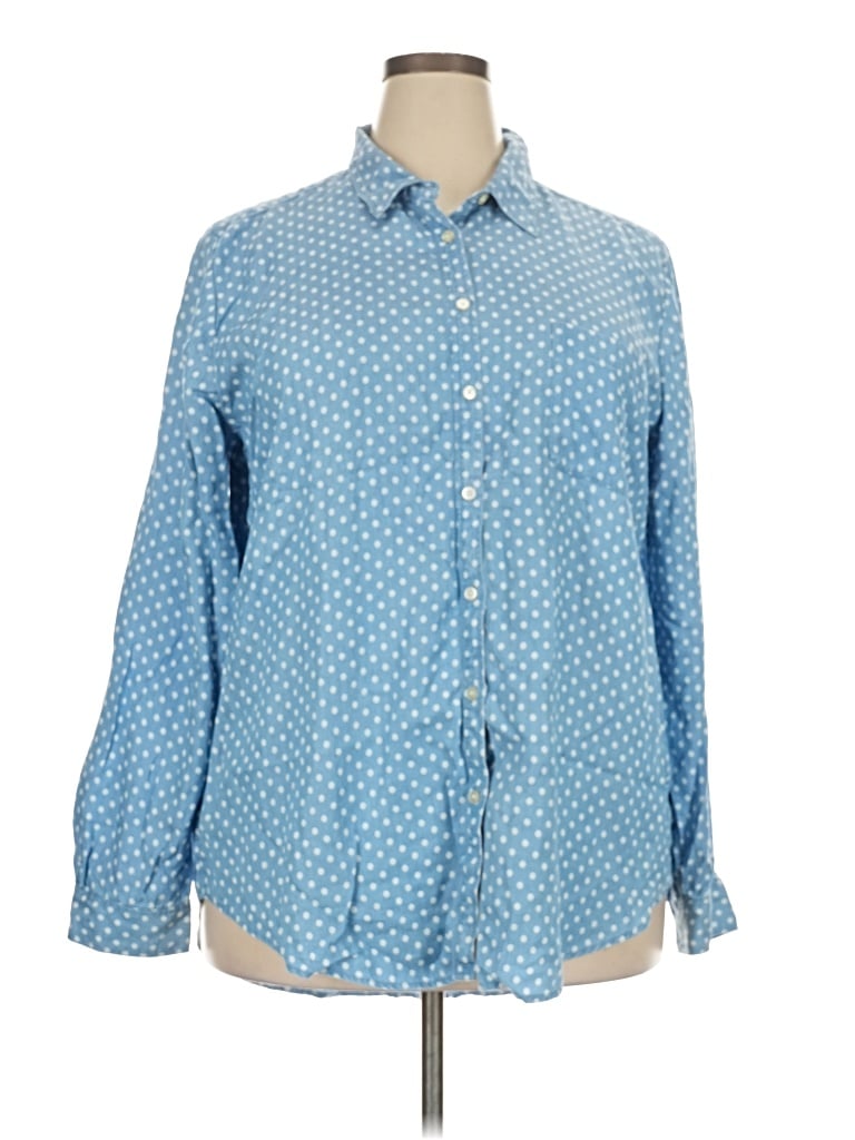 Pre-owned Ann Taylor Loft Long Sleeve Button Down Shirt In Blue