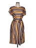 Unbranded 100% Polyester Stripes Brown Casual Dress Size L - photo 1