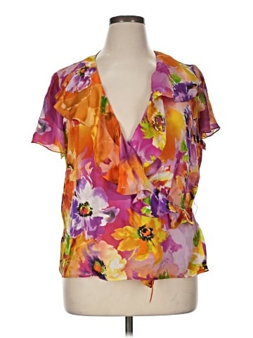 Lauren by Ralph Lauren Short Sleeve Silk Top (view 1)
