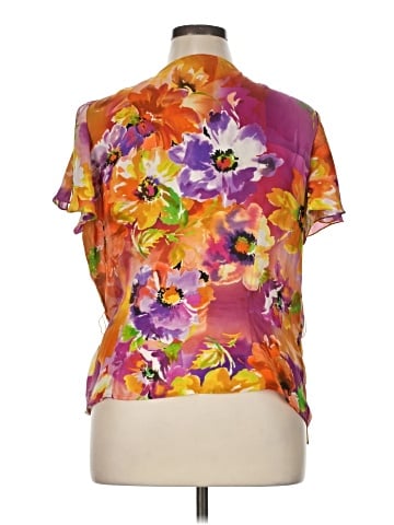 Lauren by Ralph Lauren Short Sleeve Silk Top (view 2)