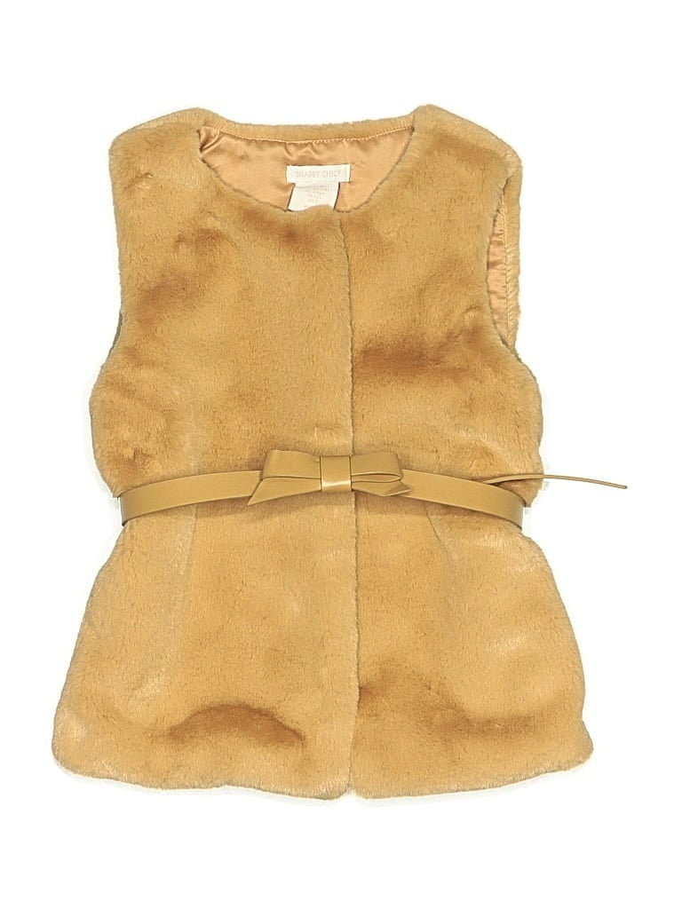 Pre-owned Shabby Chic Kids' Faux Fur Vest In Gold