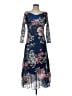 Komarov Floral Blue Cocktail Dress Size Lg (3) - photo 1