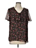 Pleione 100% Polyester Black Short Sleeve Blouse Size L - photo 1