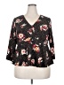 Torrid Floral Black 3/4 Sleeve Blouse Size 2X Plus (2) - photo 1