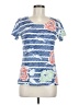 Before+Again Floral Blue Short Sleeve T-Shirt Size M - photo 1