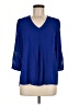 Brixon Ivy 100% Polyester Floral Solid Blue 3/4 Sleeve Blouse Size M - photo 1
