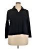 Talbots 100% Cotton Black Long Sleeve Blouse Size 2X Petite - photo 1