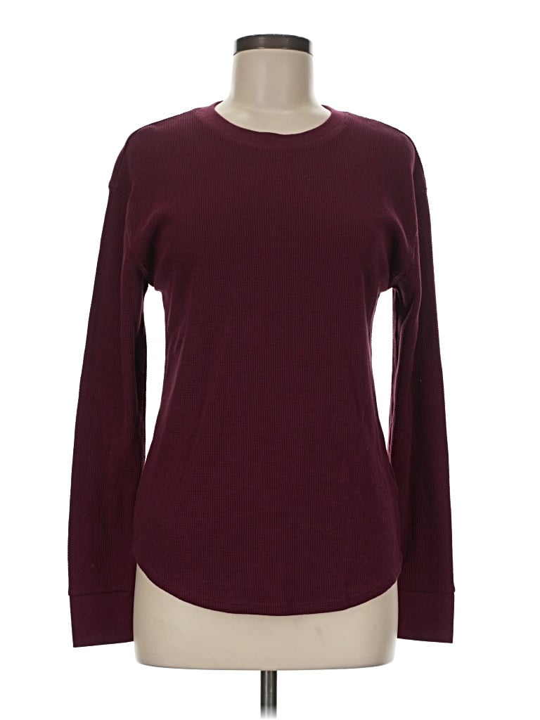 Pre-owned Time And Tru Long Sleeve T-shirt In Burgundy