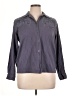 Together Floral Stripes Solid Gray Blue Long Sleeve Blouse Size XL - photo 1
