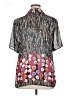 Assorted Brands 100% Polyester Print Silver Short Sleeve Blouse Size XL - photo 2
