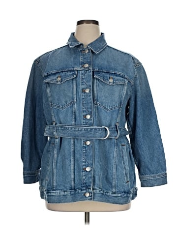 Madewell Plus Belted Oversized Trucker Jean Jacket in Reston Wash (view 1)
