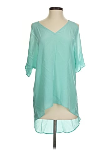 Lavender Brown Short Sleeve Silk Top (view 1)