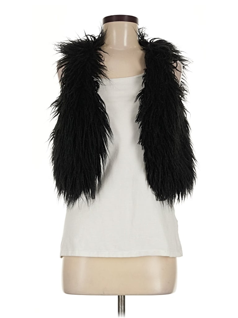 Pre-owned Kensie Faux Fur Vest In Black