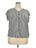Liz Claiborne 100% Rayon Stripes Silver Short Sleeve Blouse Size XXL - photo 1