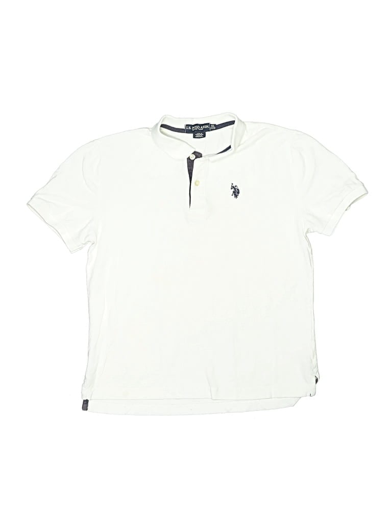 Pre-owned U.s. Polo Assn Kids' Short Sleeve Top Ivory Collared Neckline Tops