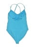 Shade & Shore Solid Blue One Piece Swimsuit Size XS - photo 2