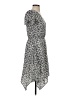 Aqua 100% Polyester Print Gray White Casual Dress Size XS - photo 4