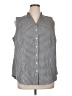 Talbots Houndstooth Gray Sleeveless Button-Down Shirt Size 16 - photo 1