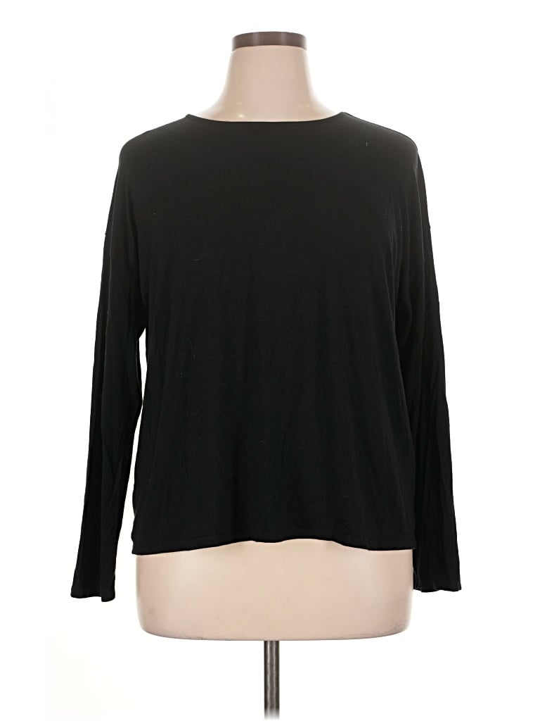 Pre-owned Jjill Long Sleeve T-shirt In Black
