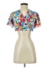 Shein 100% Polyester Floral Blue Short Sleeve Blouse Size 4 - photo 1