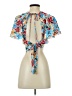 Shein 100% Polyester Floral Blue Short Sleeve Blouse Size 4 - photo 2