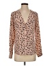 Amour Vert Animal Print Tan Long Sleeve Blouse Size S - photo 1