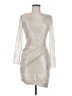 Talbot Runhof 100% Polyester Metallic Silver Cocktail Dress Size 6 - photo 1