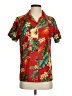 Lavish 100% Polyester Tropical Red Short Sleeve Blouse Size XS - photo 1