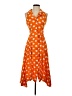 Split Decision 100% Rayon Polka Dots Orange Casual Dress Size 1 - photo 1