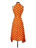Split Decision 100% Rayon Polka Dots Orange Casual Dress Size 1 - photo 2