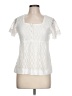 R.Q.T 100% Nylon Ivory Short Sleeve Blouse Size L (petite) - photo 1