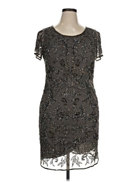 pisarro nights short dresses Pisarro Nights Short 3/4 Sleeve Beaded Mesh Gown