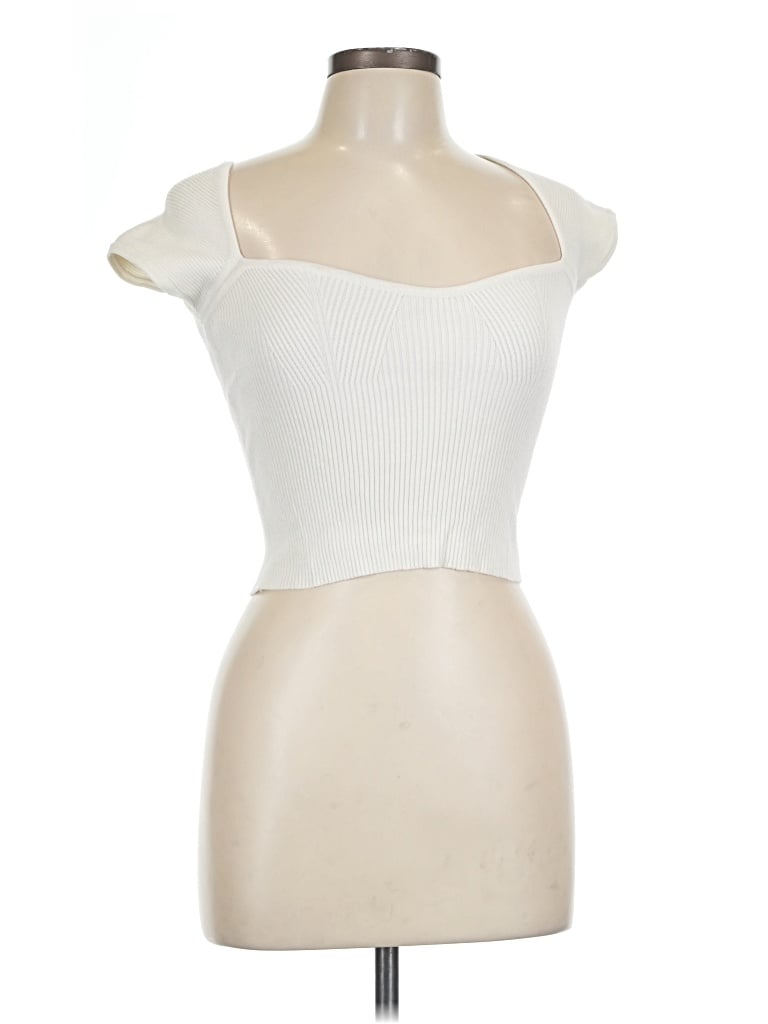 Pre-owned Mable Short Sleeve Top Ivory Strapless Neckline Tops