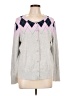 Lands' End 100% Cotton Argyle Gray Cardigan Size L (petite) - photo 1